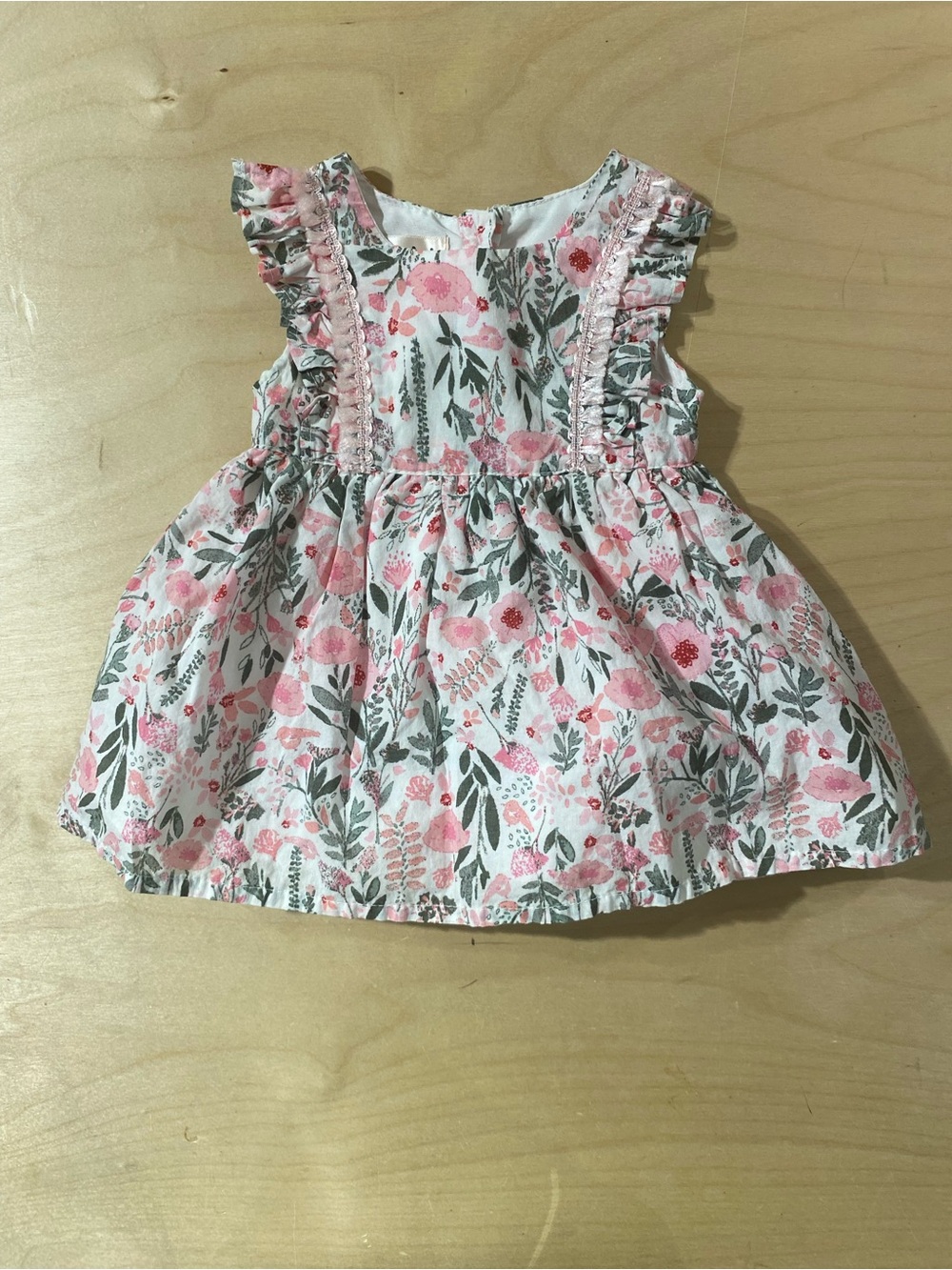 Mia & Mimi Floral Ruffle Baby Dress in Pink and Green 0/3 Months (SL)